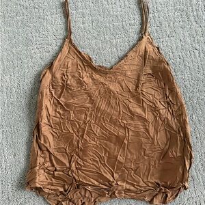 Aritizia Wilfred Chocolate Brown Silky Cami Tank Top